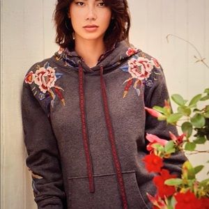 Johnny was gray and embroidered Danielle hoodie
